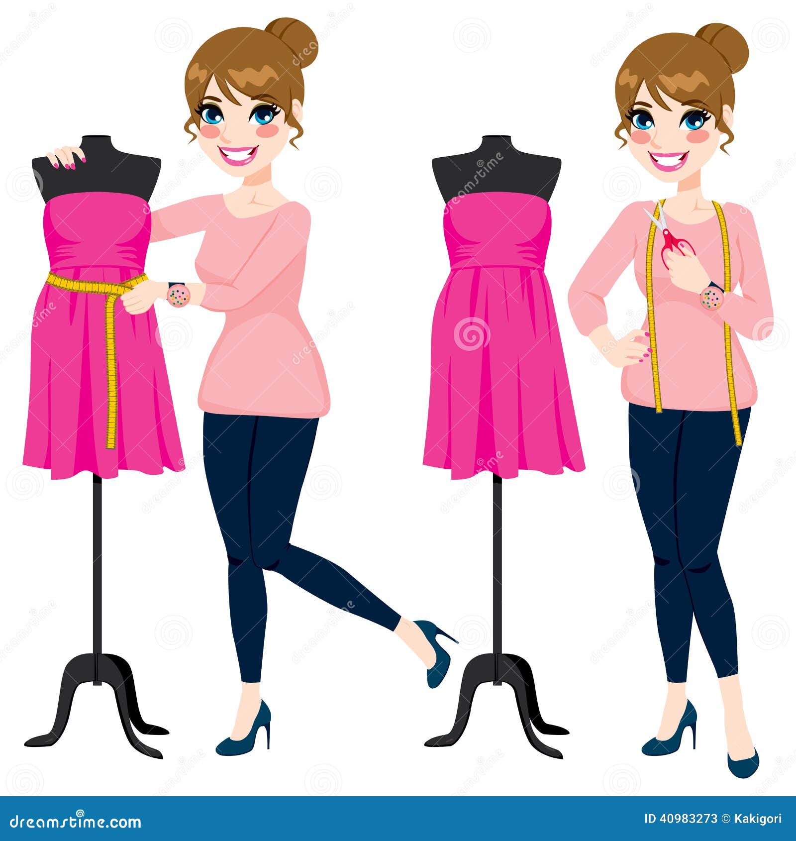 Woman Seamstress And Dressmaker To Try Tailoring Model And Clothing.  Royalty Free SVG, Cliparts, Vectors, and Stock Illustration. Image 27363784.