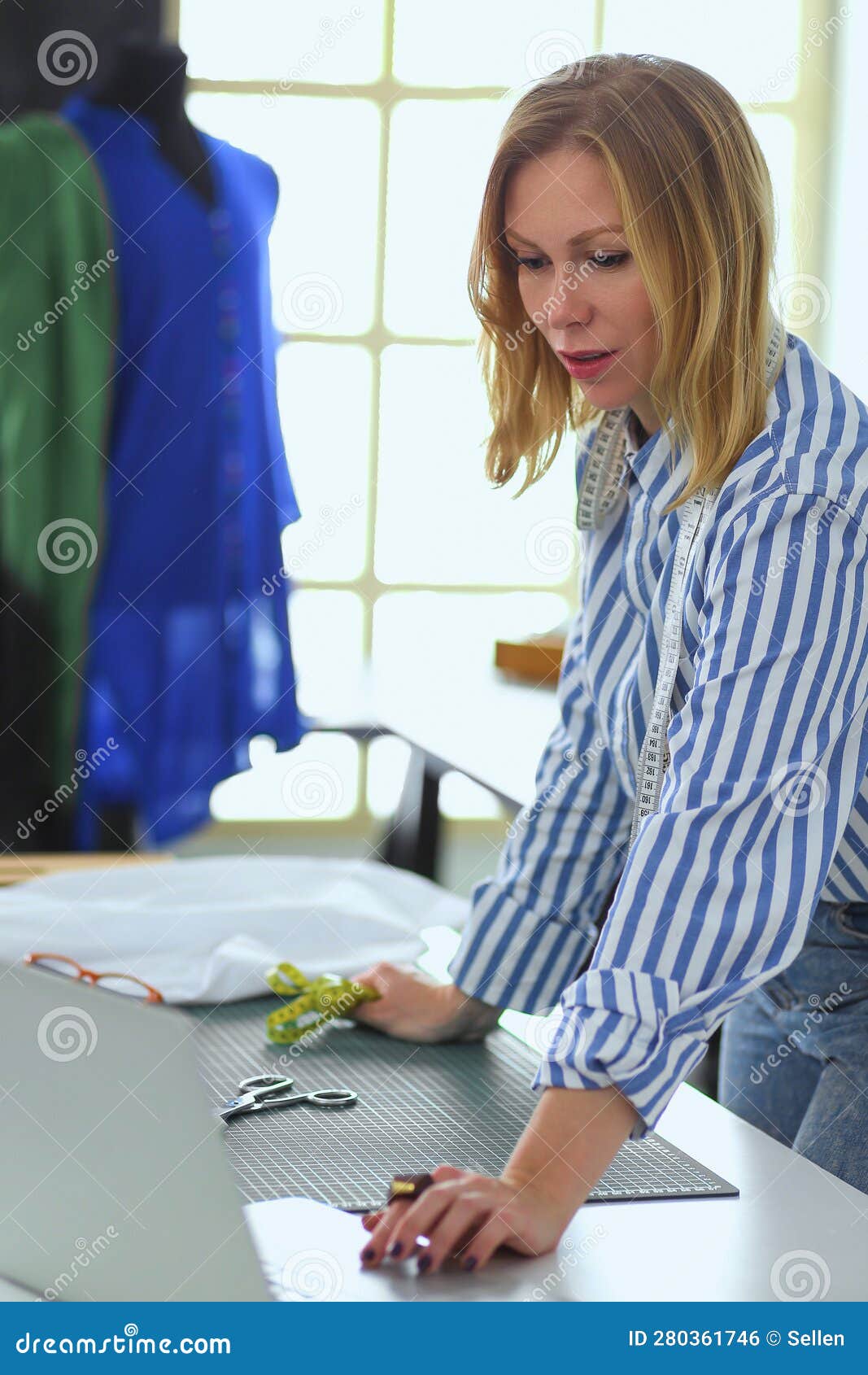 Fashion Designer Working on Her Designs in the Studio Stock Photo ...