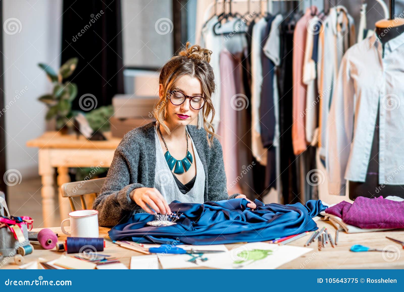 Fashion Designer Working at the Office Stock Image - Image of industry ...