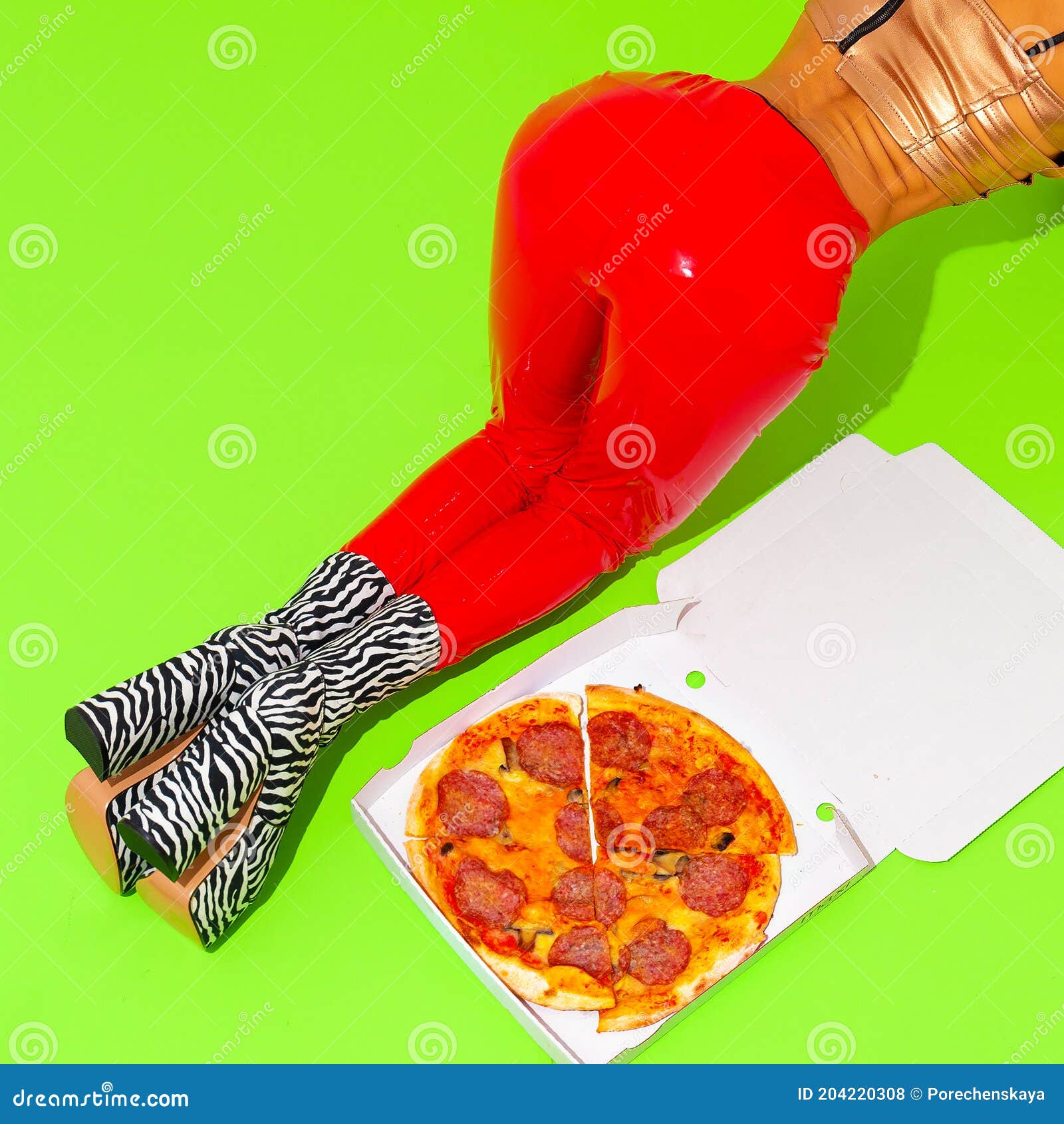 New Hot Girl - Fashion Fast Food Creative Design. Minimal Art. Pizza Addict. Girl. Food  Concept Stock Photo - Image of creative, calory: 204220308