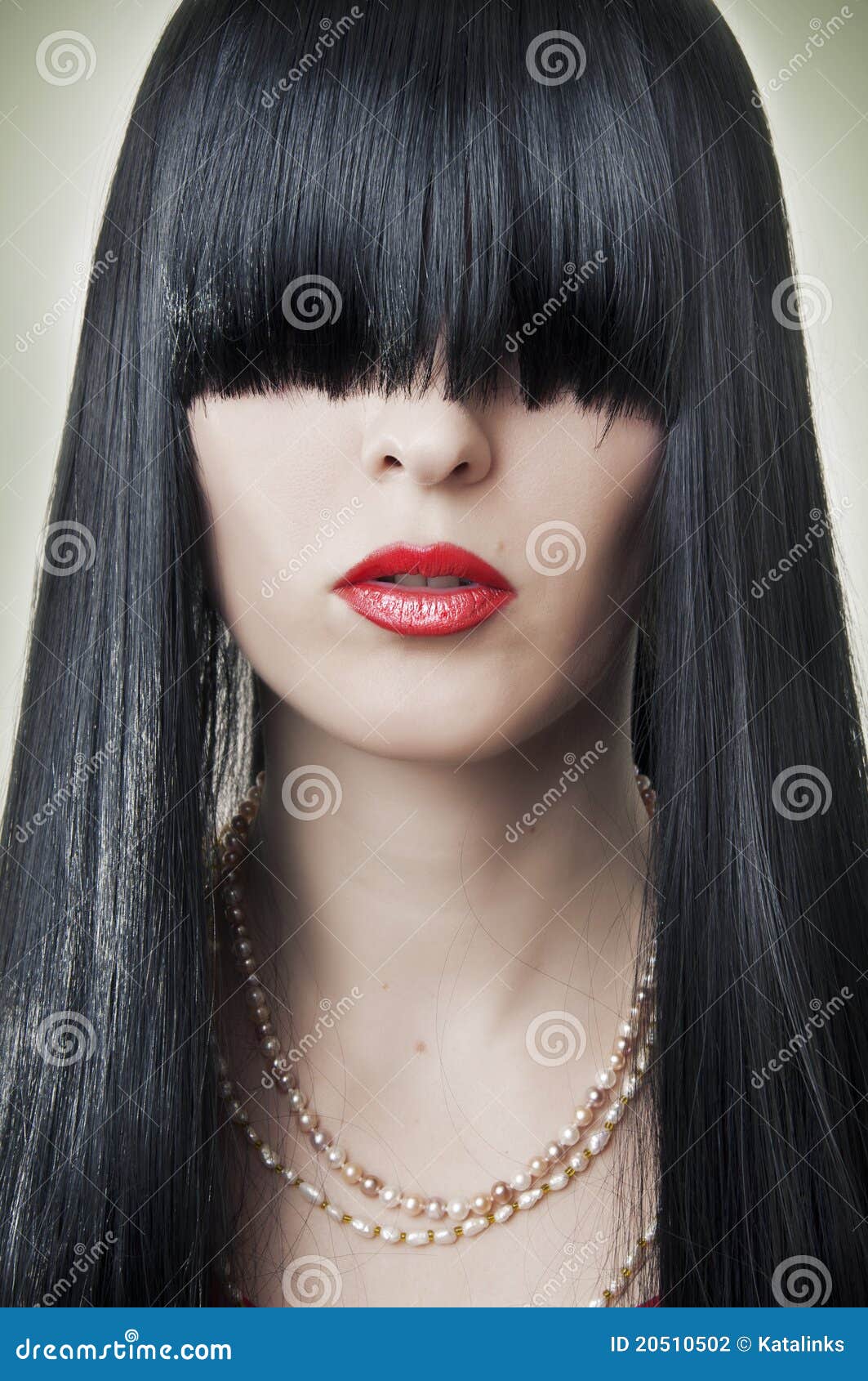 Fashion Female Face With Red Lips Stock Photography 