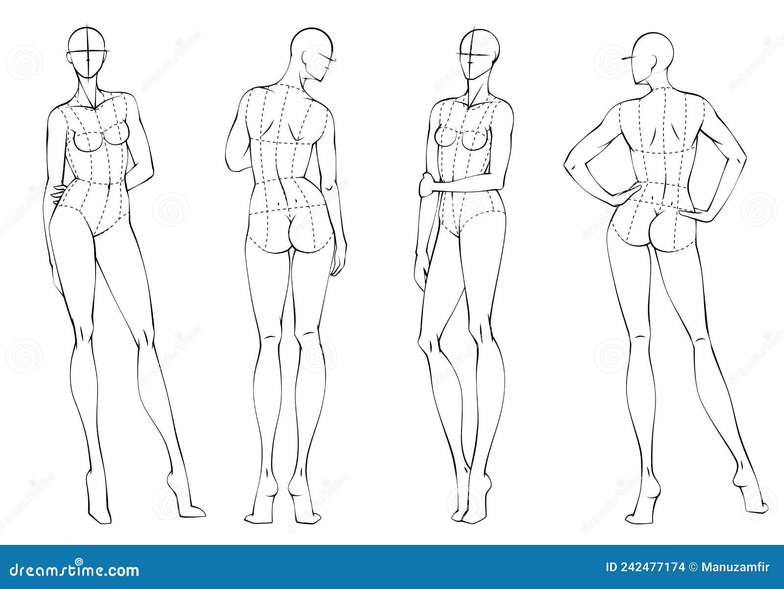 Women`s Figure Sketch. Different Poses. Template for Drawing for Designers  of Clothes Stock Vector - Illustration of design, mannequin: 108859895