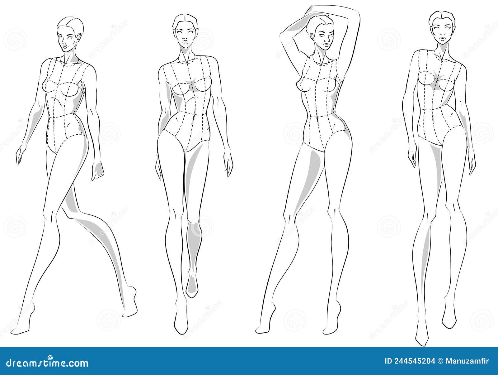 fashion figure ten heads  template croquis wearing bodice