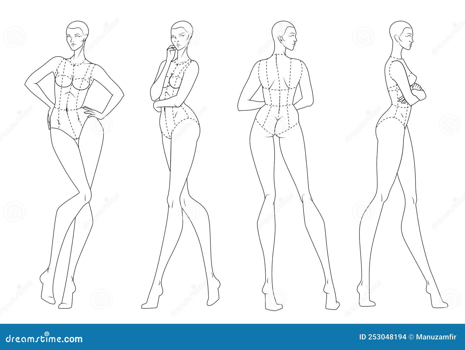 fashion figure ten heads  template croquis