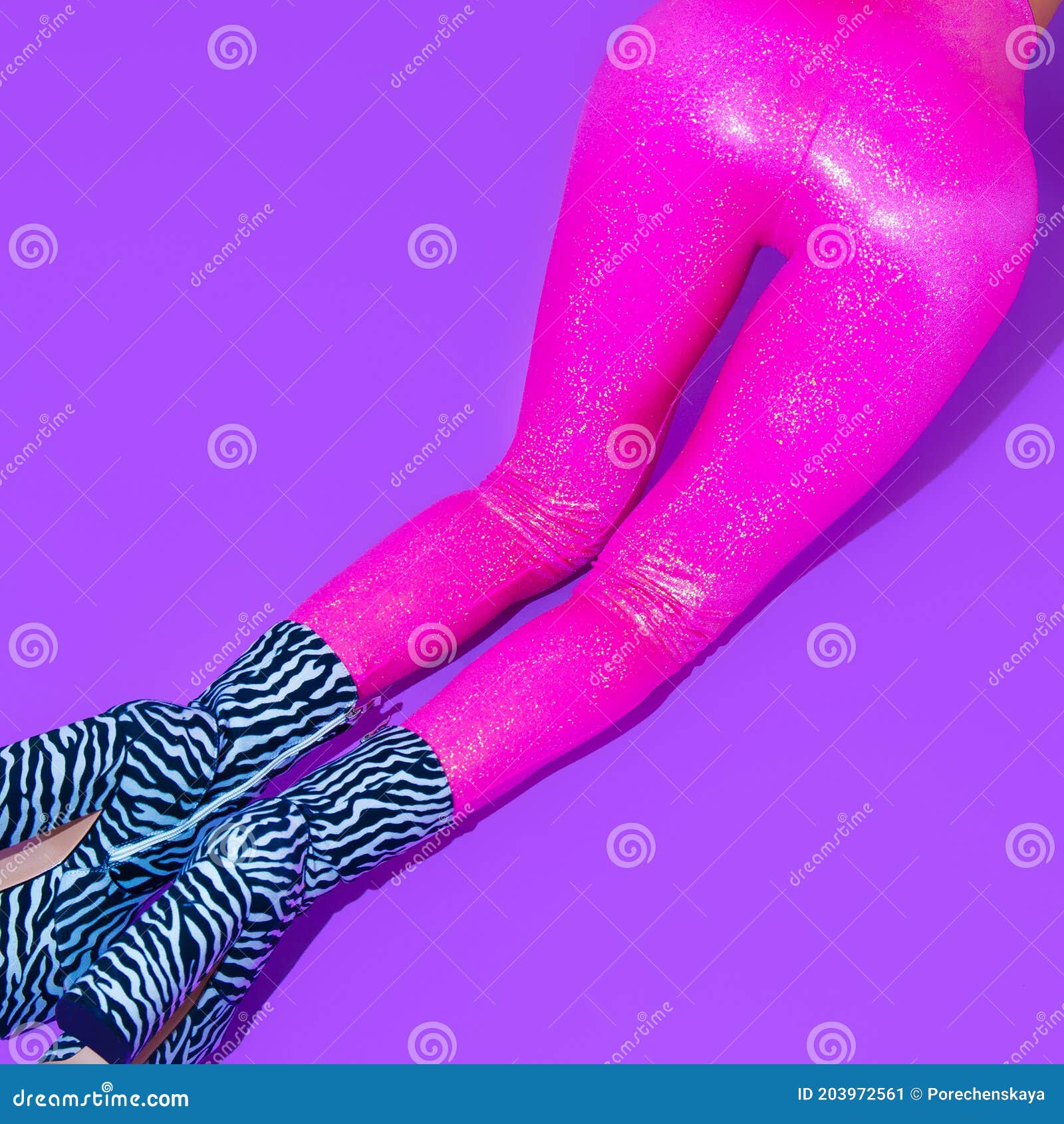 80s Neon Multicoloured Zebra Print Leggings
