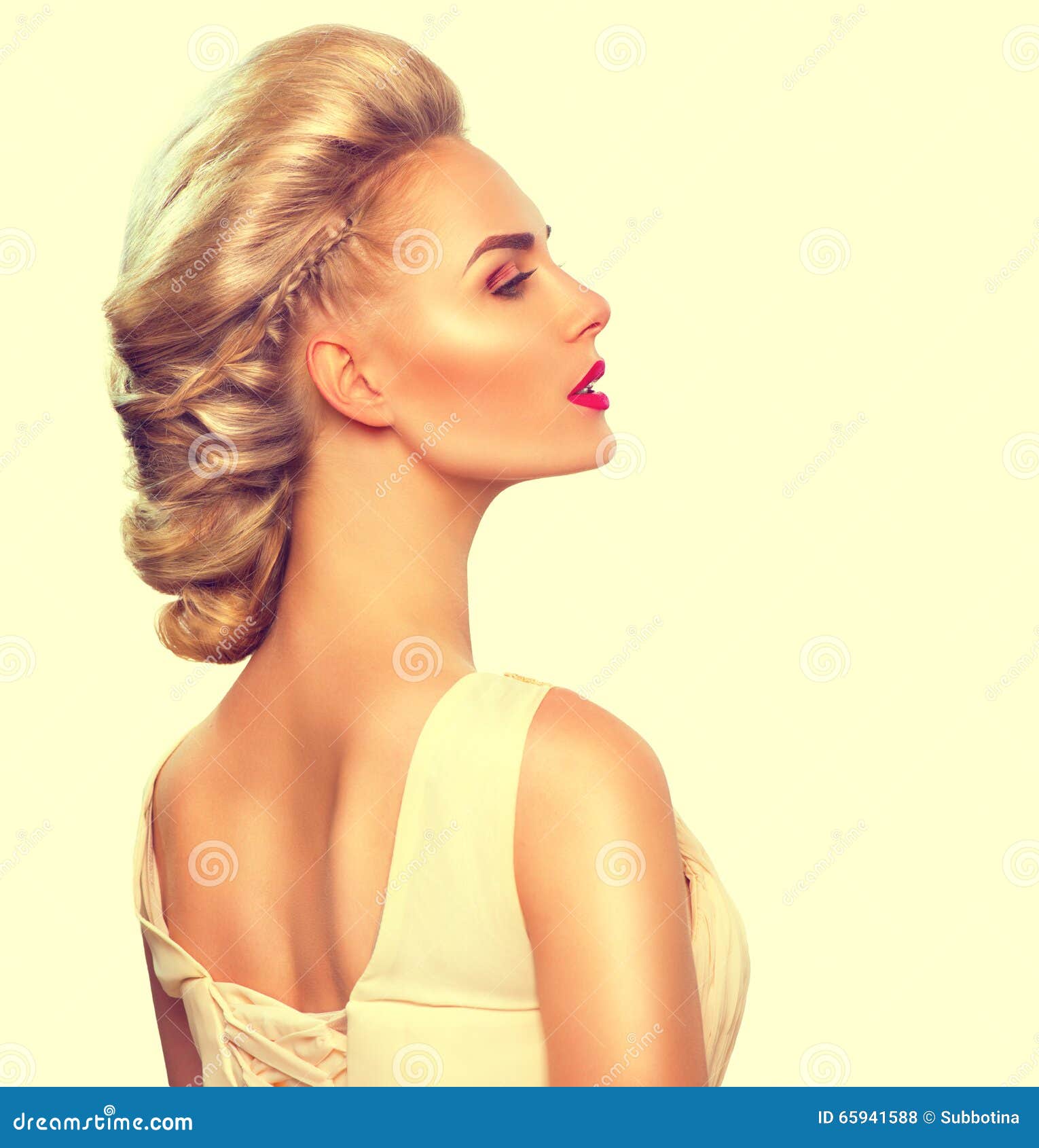 fashion girl portrait with updo hairstyle