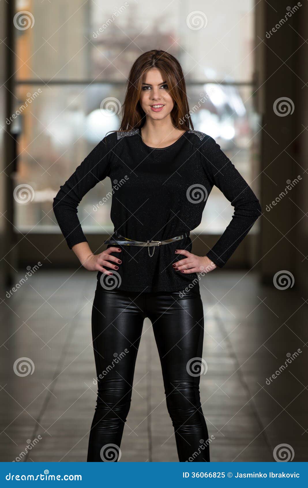 Fashion Girl Wearing Leather Pants and Long Sleeve Stock Image - Image of  person, clothing: 36066825