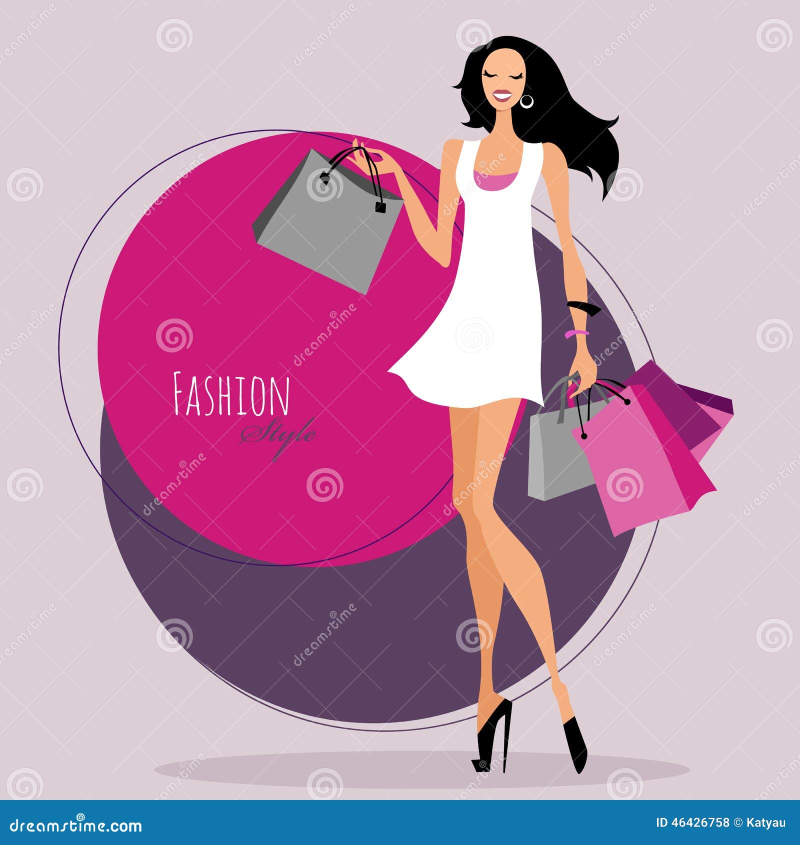 Fashion Girl. Woman with Shopping Bags Stock Vector - Illustration of ...