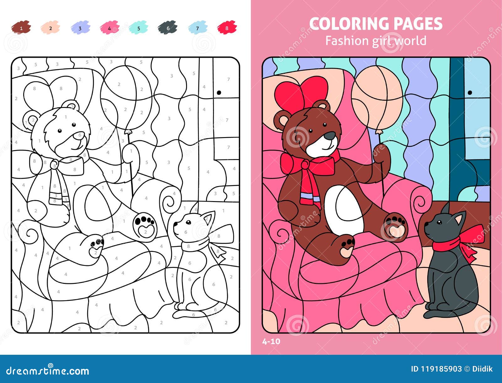 colour by numbers coloring pages