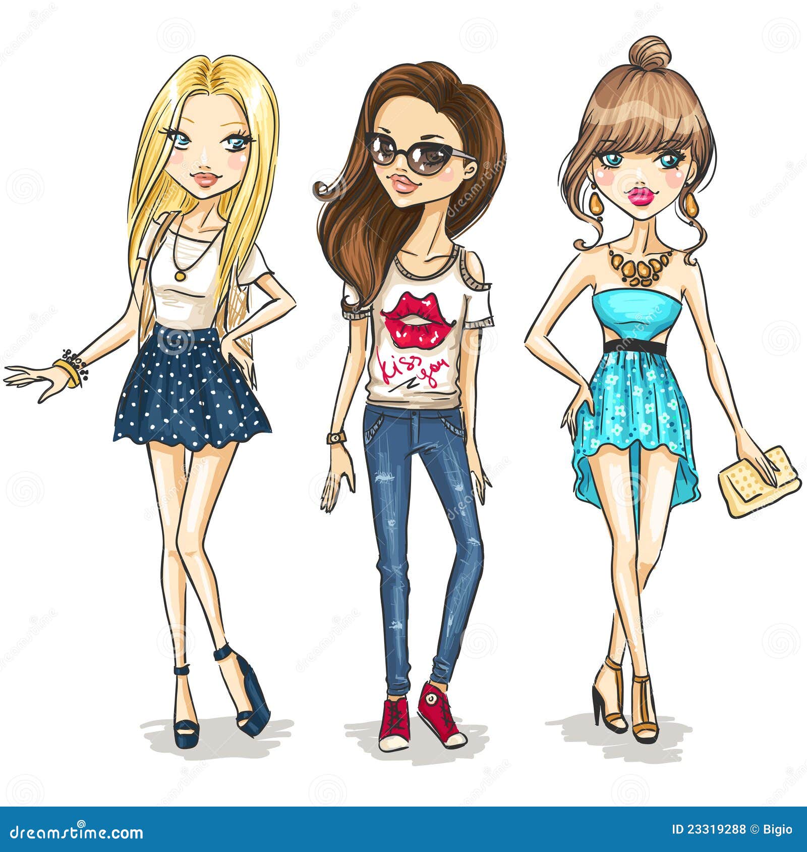 Fashion girls stock vector. Illustration of fashion, cartoon - 23319288