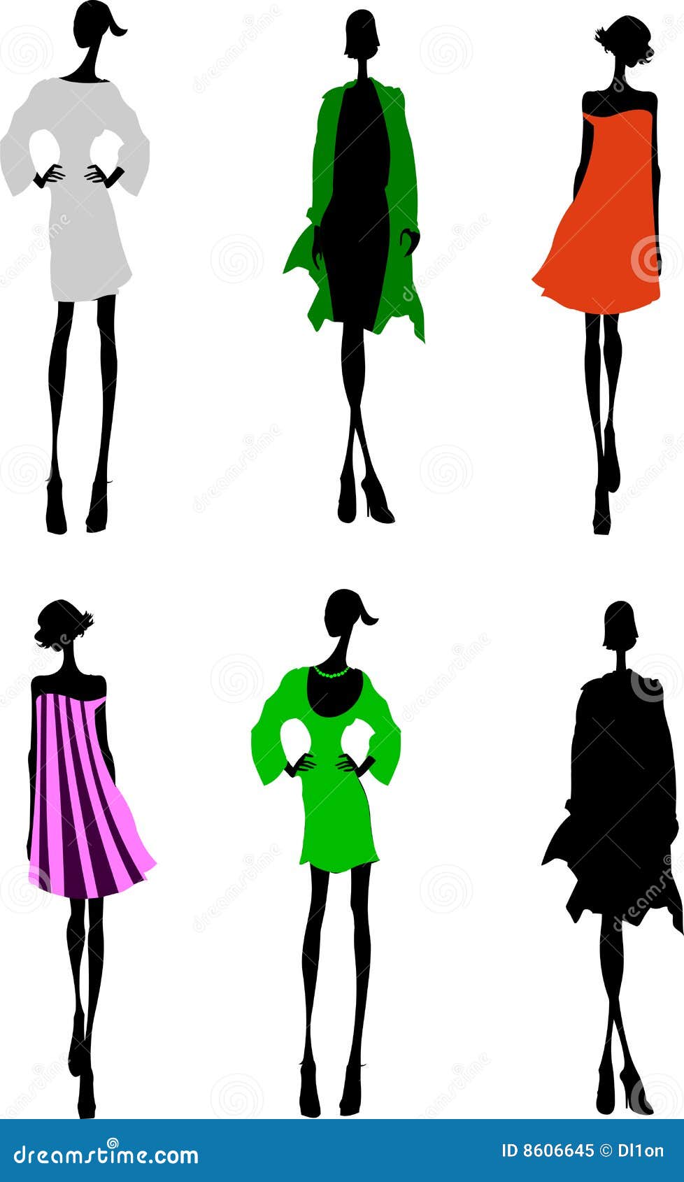 Fashion Girls Designer Silhouette Sketch Stock Vector ...