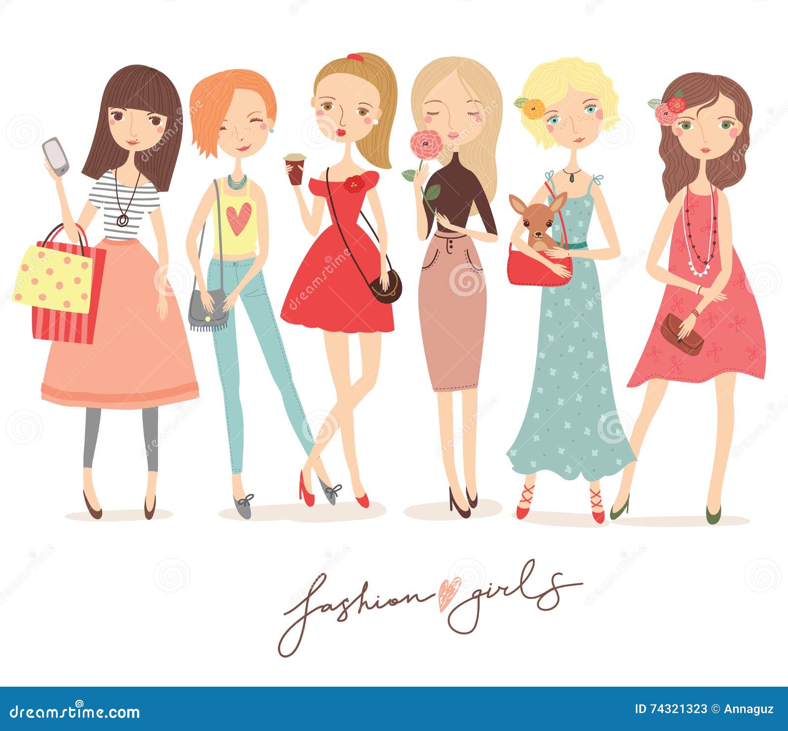 Fashion Girls Illustration Set Stock Vector - Illustration of look ...