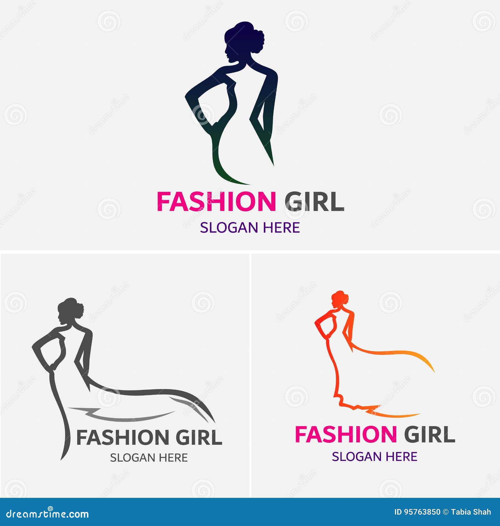 Fashion Girls Logo Template Stock Vector - Illustration of hair ...
