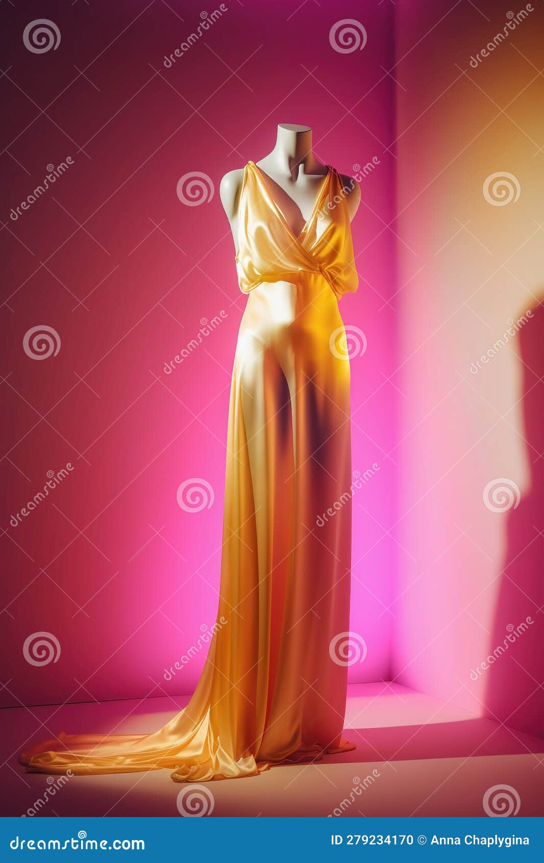 Fashion Gold Evening Gown, Maxi Dress on Dummy. Generative AI Stock ...