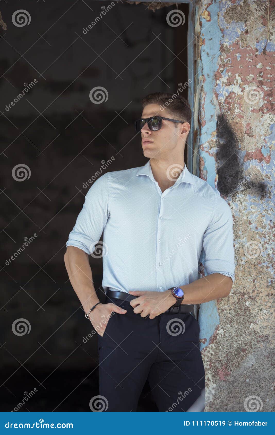 Fashion Handsome Young Man with Cuffed Sleeves Stock Image - Image of ...
