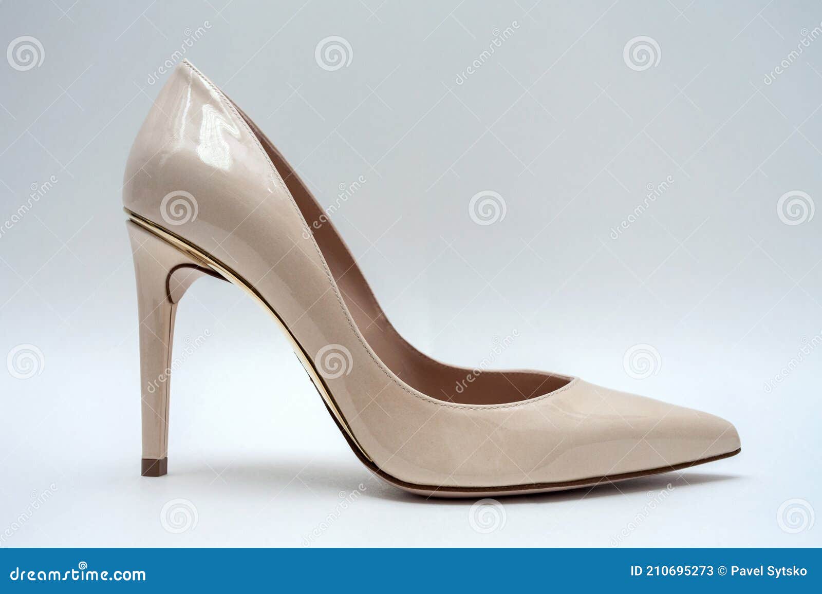 Fashion High Heels Women Shoes Beige Color. Stock Image - Image of ...