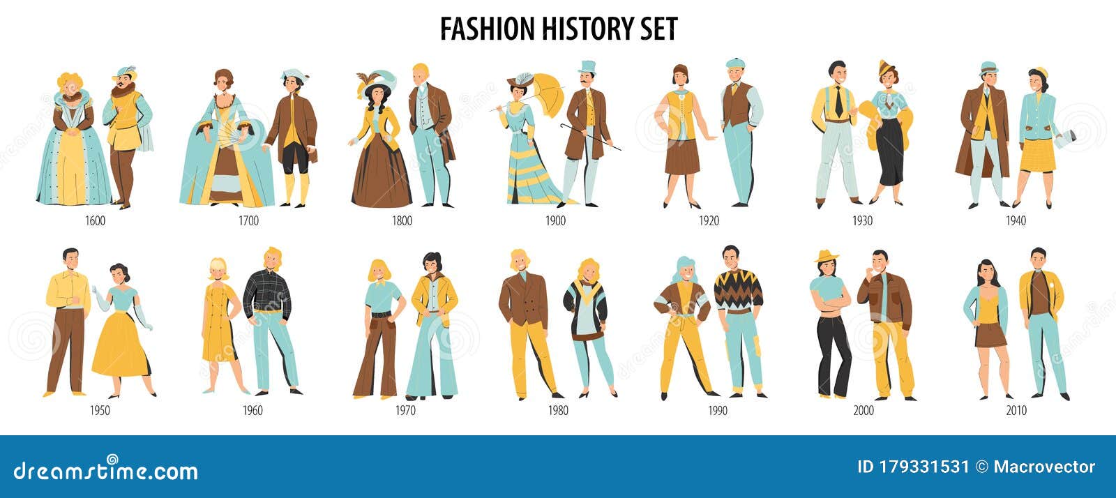 Fashion History Characters Set Stock Vector - Illustration of