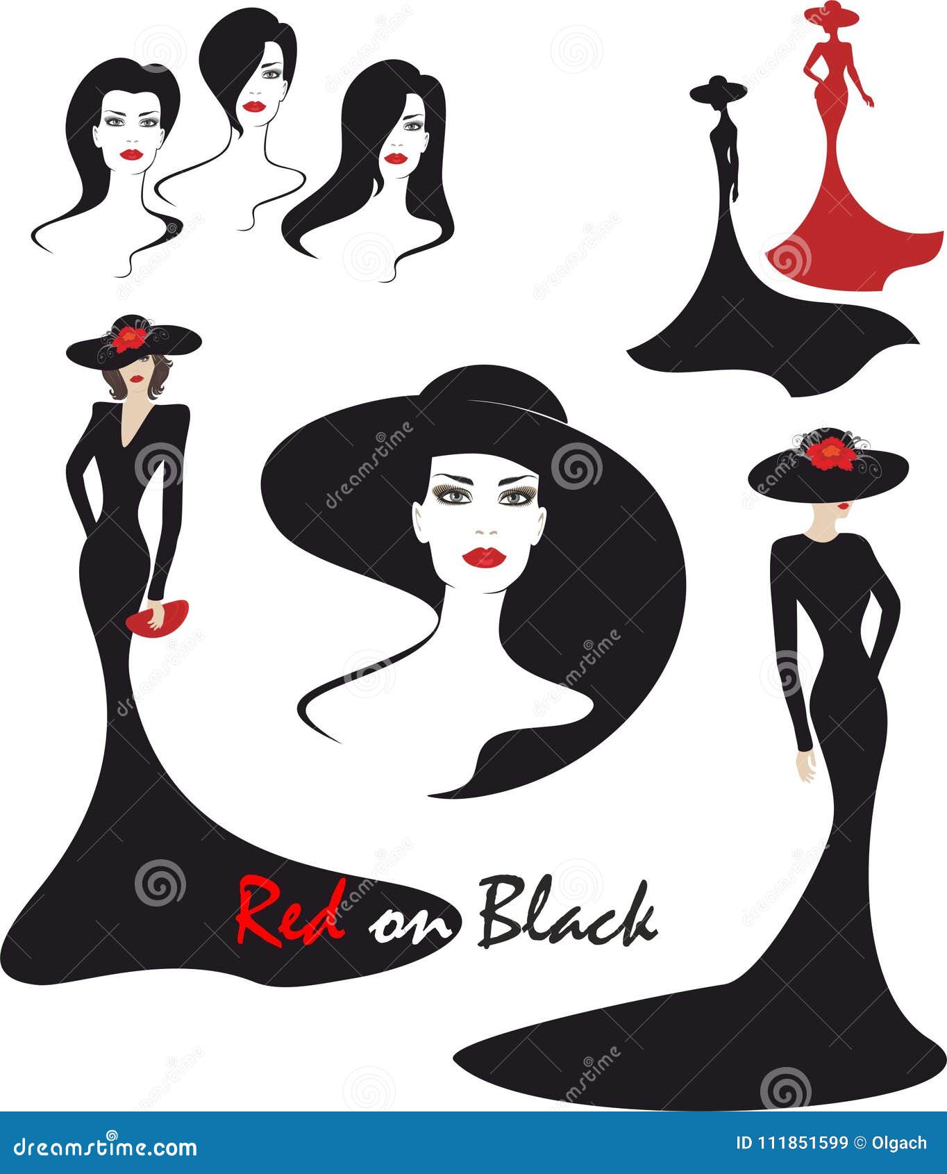 Fashion Illustration in Black and Red Stock Vector - Illustration of ...