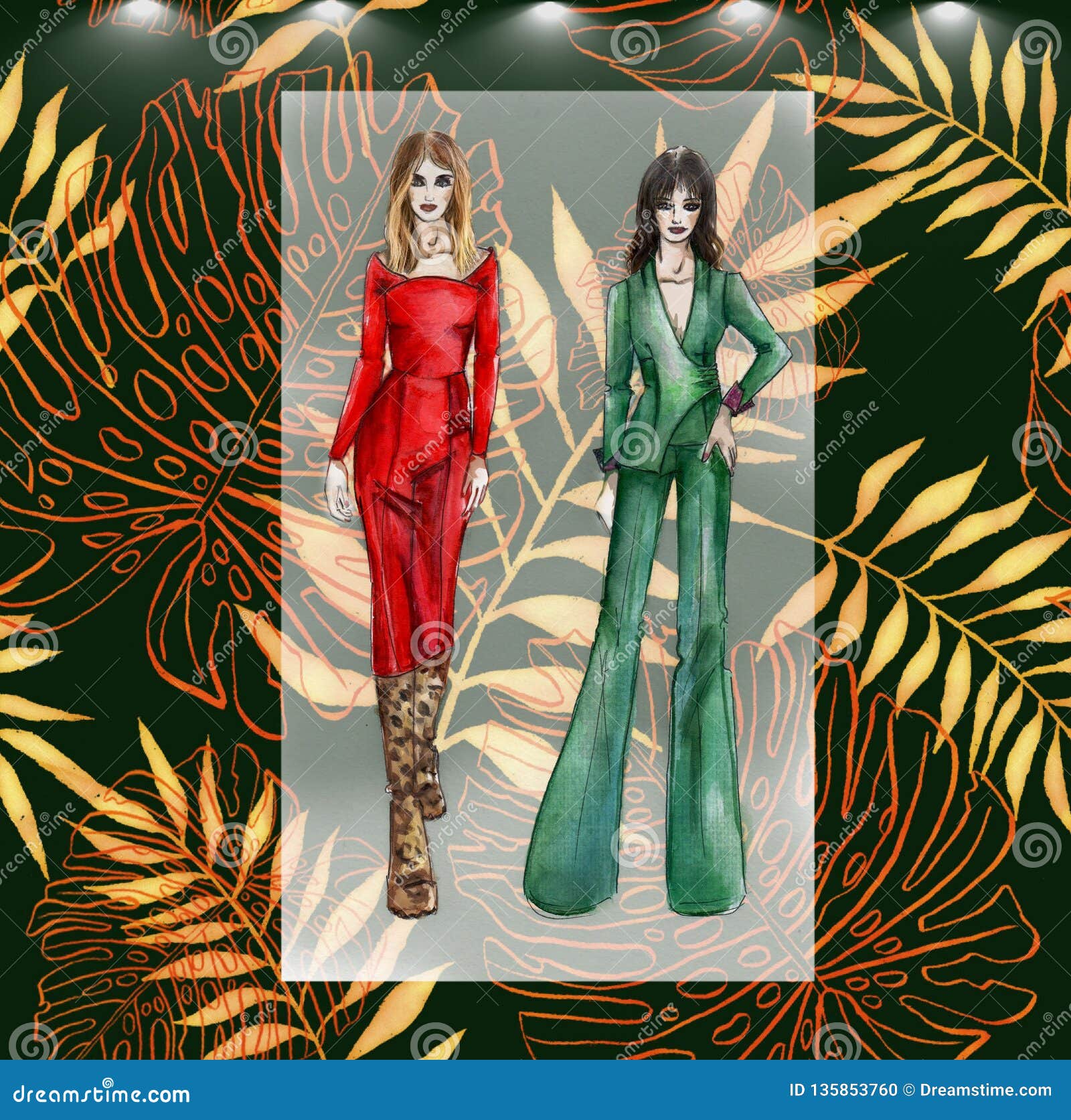 Fashion Illustration Cocktail Suit And Fashion Collage Stock Illustration Illustration Of Valentino Suit