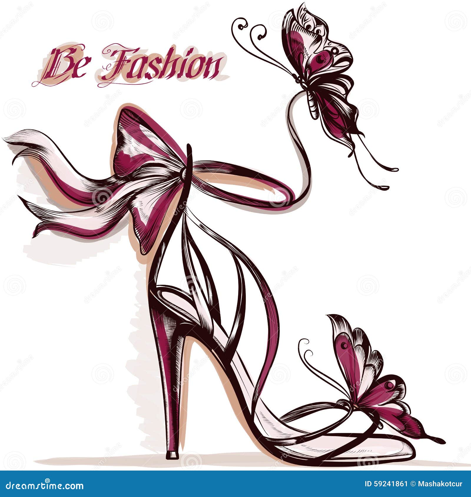 Fashion Illustration With Elegant Female Sandals With High Heel Stock