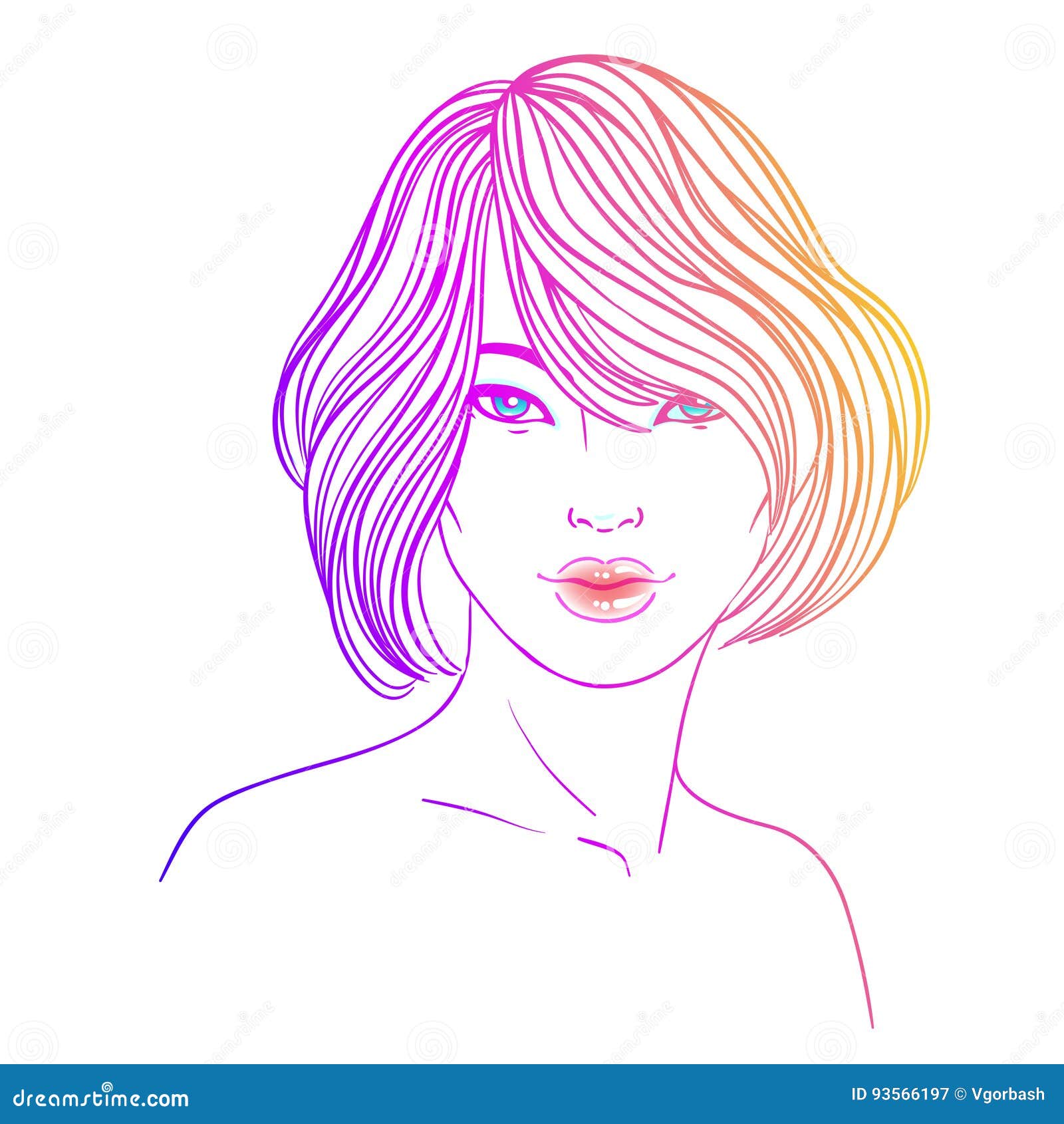 Sketch of a Beautiful Girl with Bridal Hairstyle. Fashion Illustration  Stock Vector - Illustration of model, drawing: 64729162