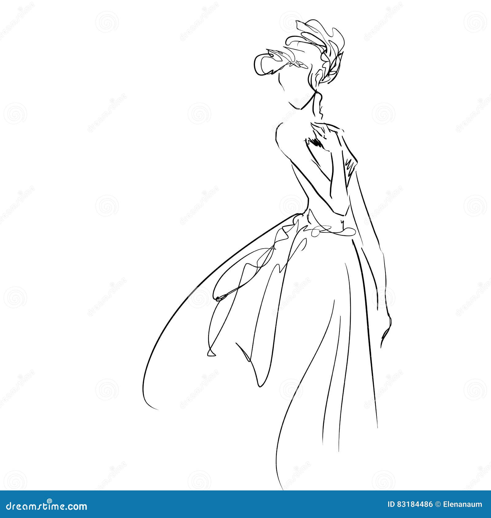 Fashion Illustration, Scribble Drawing by Black Lines Stock Vector ...