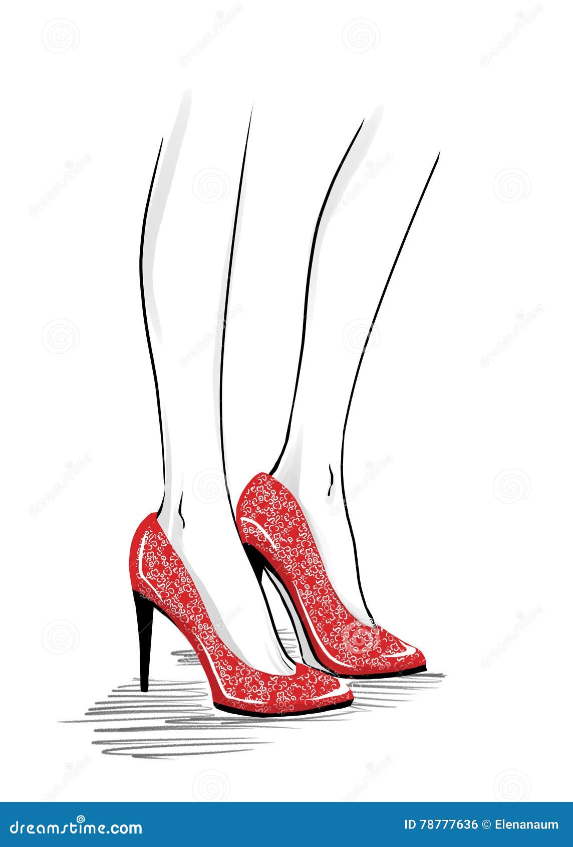 Fashion Illustration with Woman Legs Wearing High Heels Shoes Stock ...