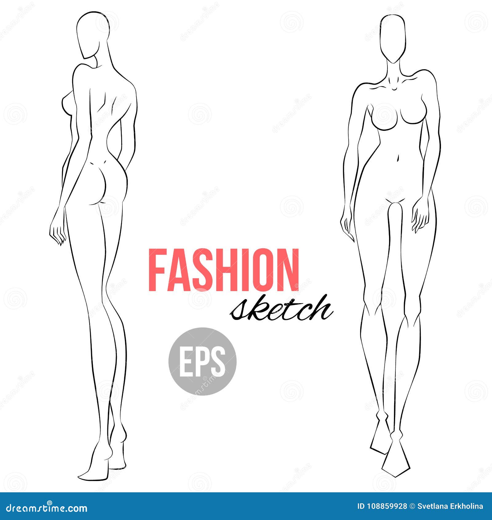 Female Fulld Body Fashion Sketch Graphic by PCYHeartCraft · Creative Fabrica