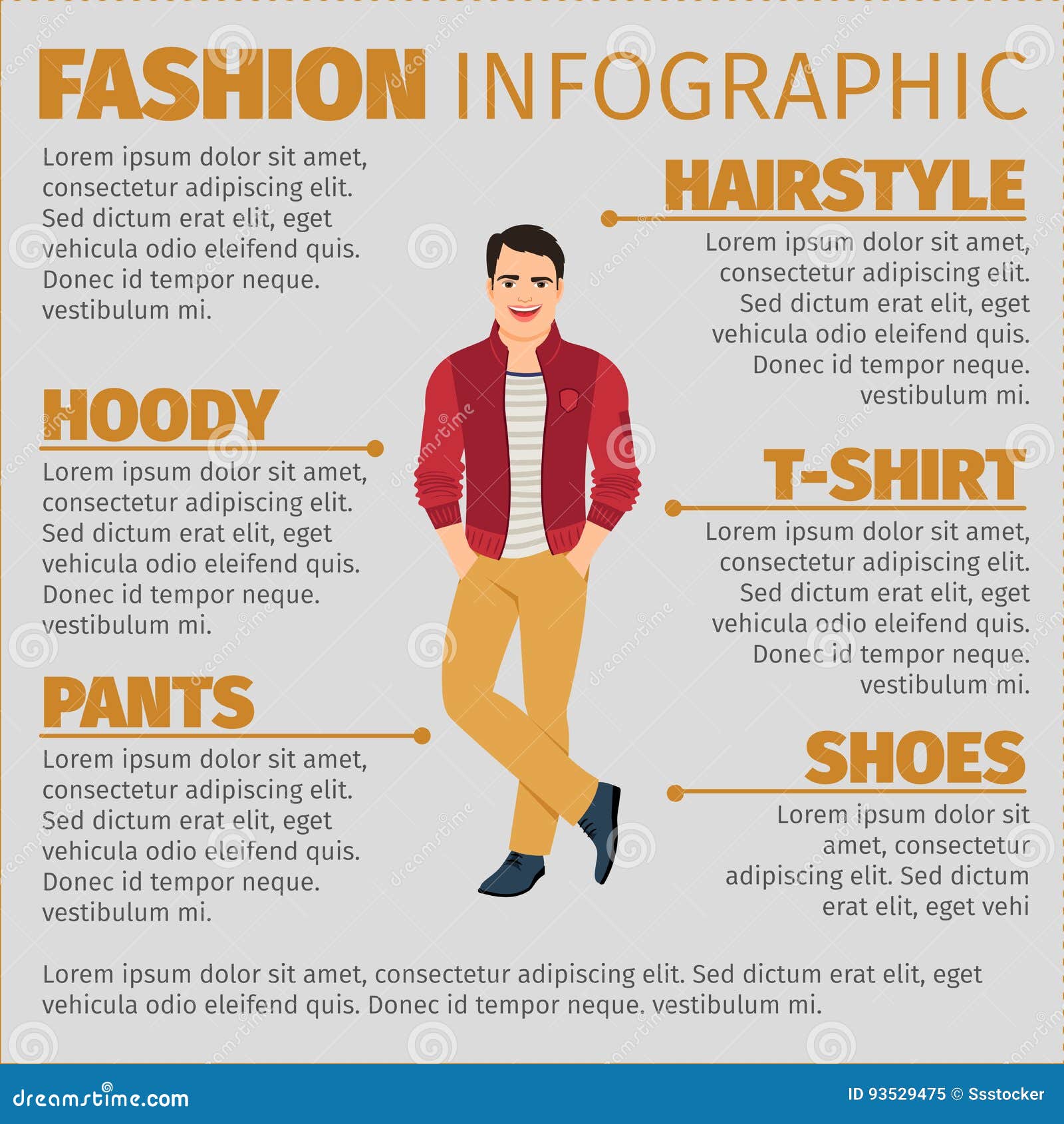 Fashion Infographic with Happy Student Stock Vector - Illustration of ...