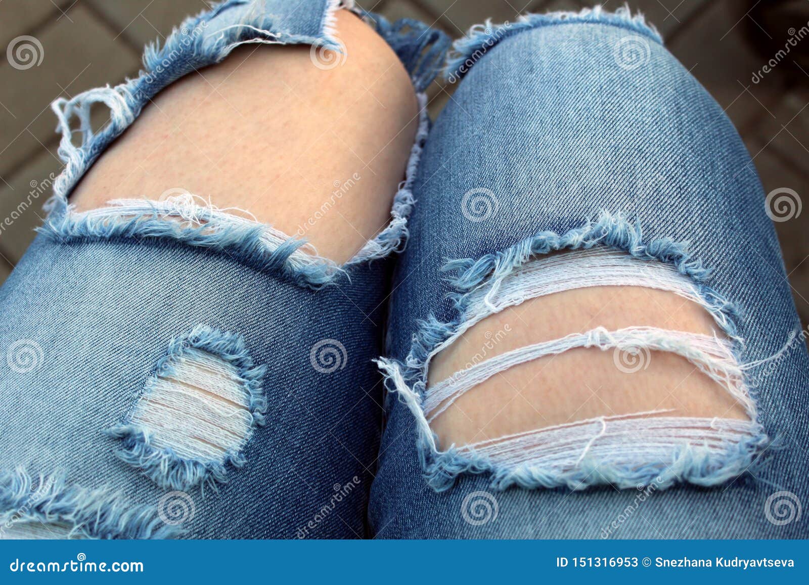 Striped Blue Jeans with Bent Legs Background Stock Image - Image of ...