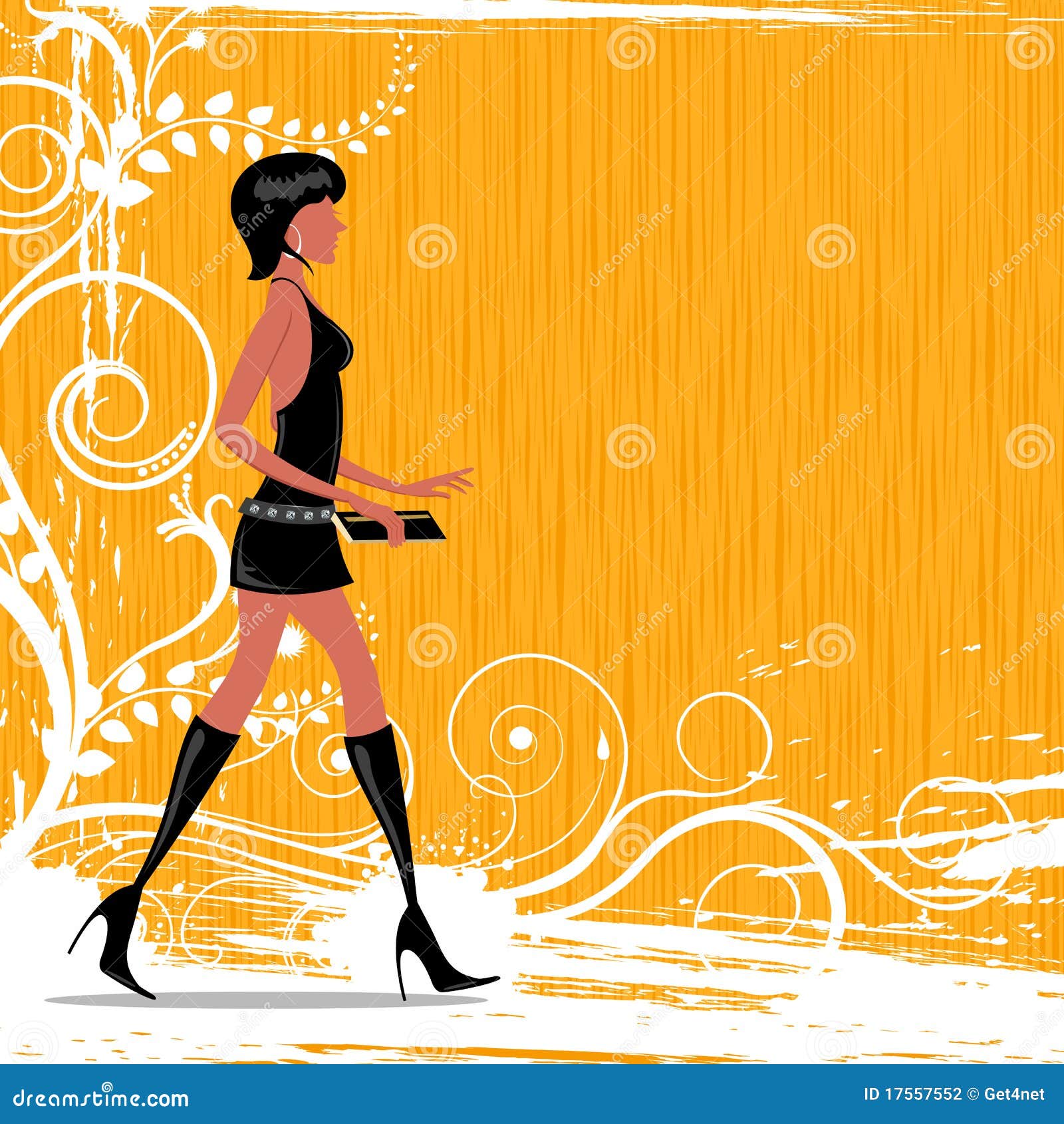 Fashion Lady on Floral Background Stock Vector - Illustration of