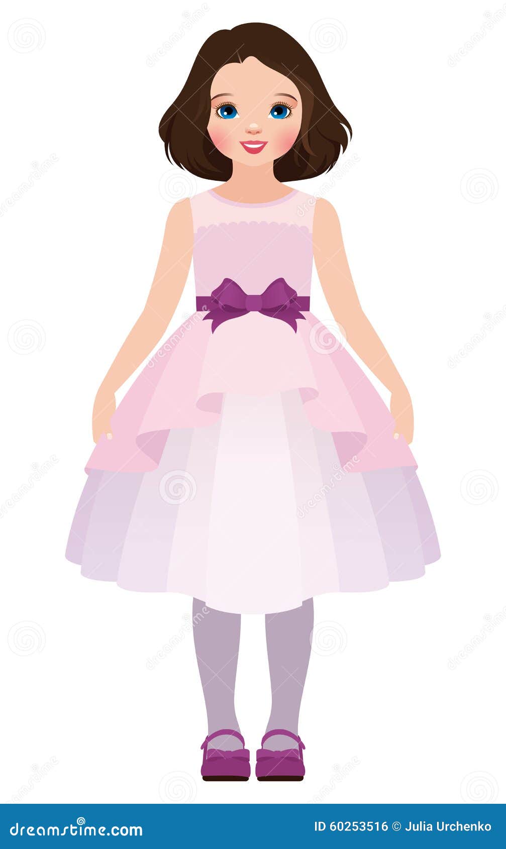 Fashion Little Girl in a Beautiful Dress Stock Vector - Illustration of ...