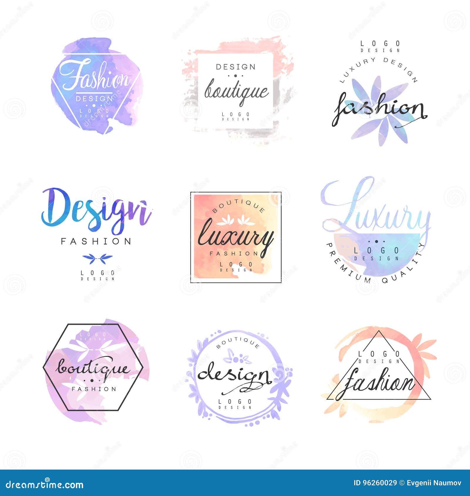 fashion luxury boutique logo  set, colorful  s