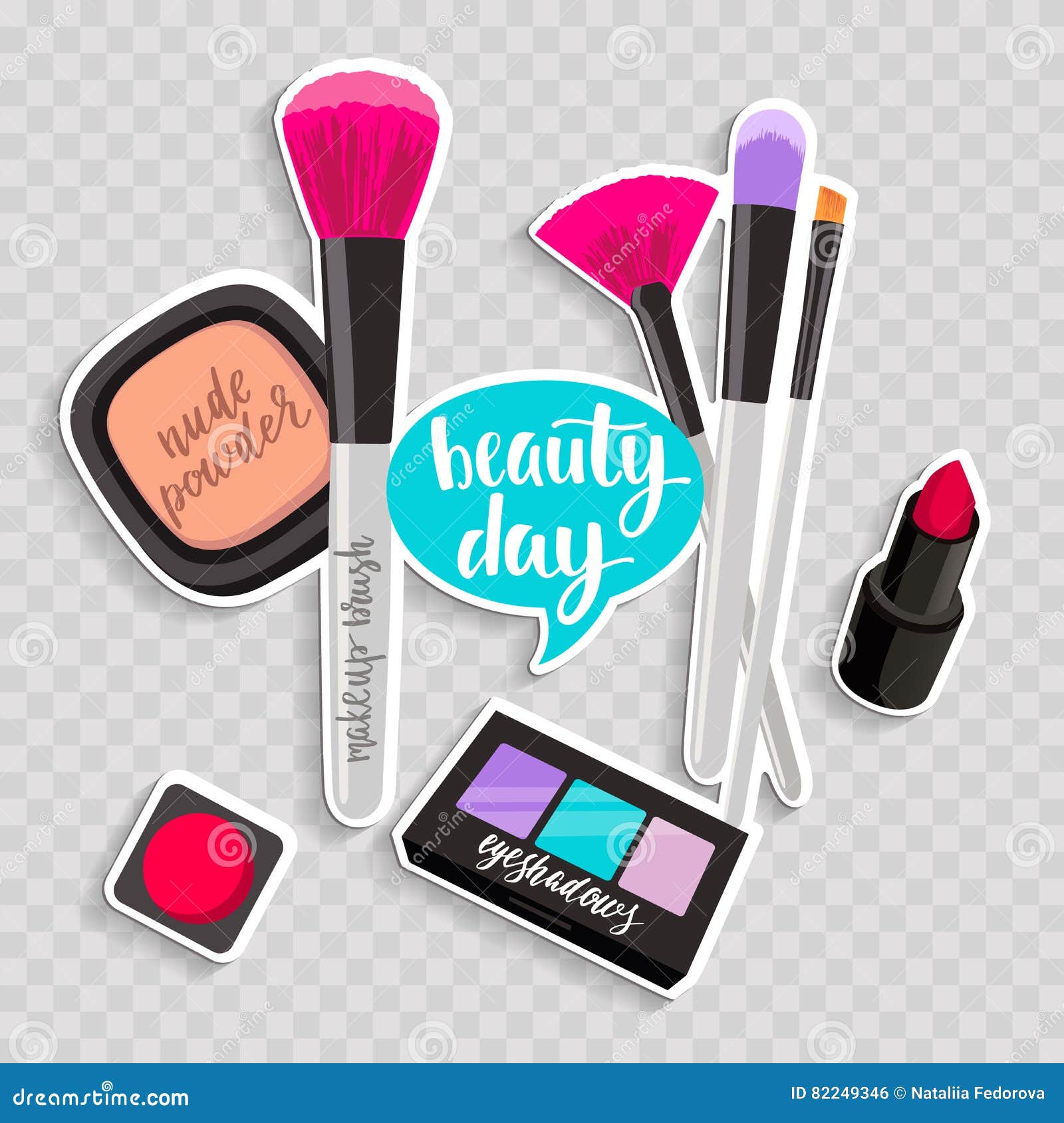 Fashion Makeup Items Patch Badges With Hearts And Speech