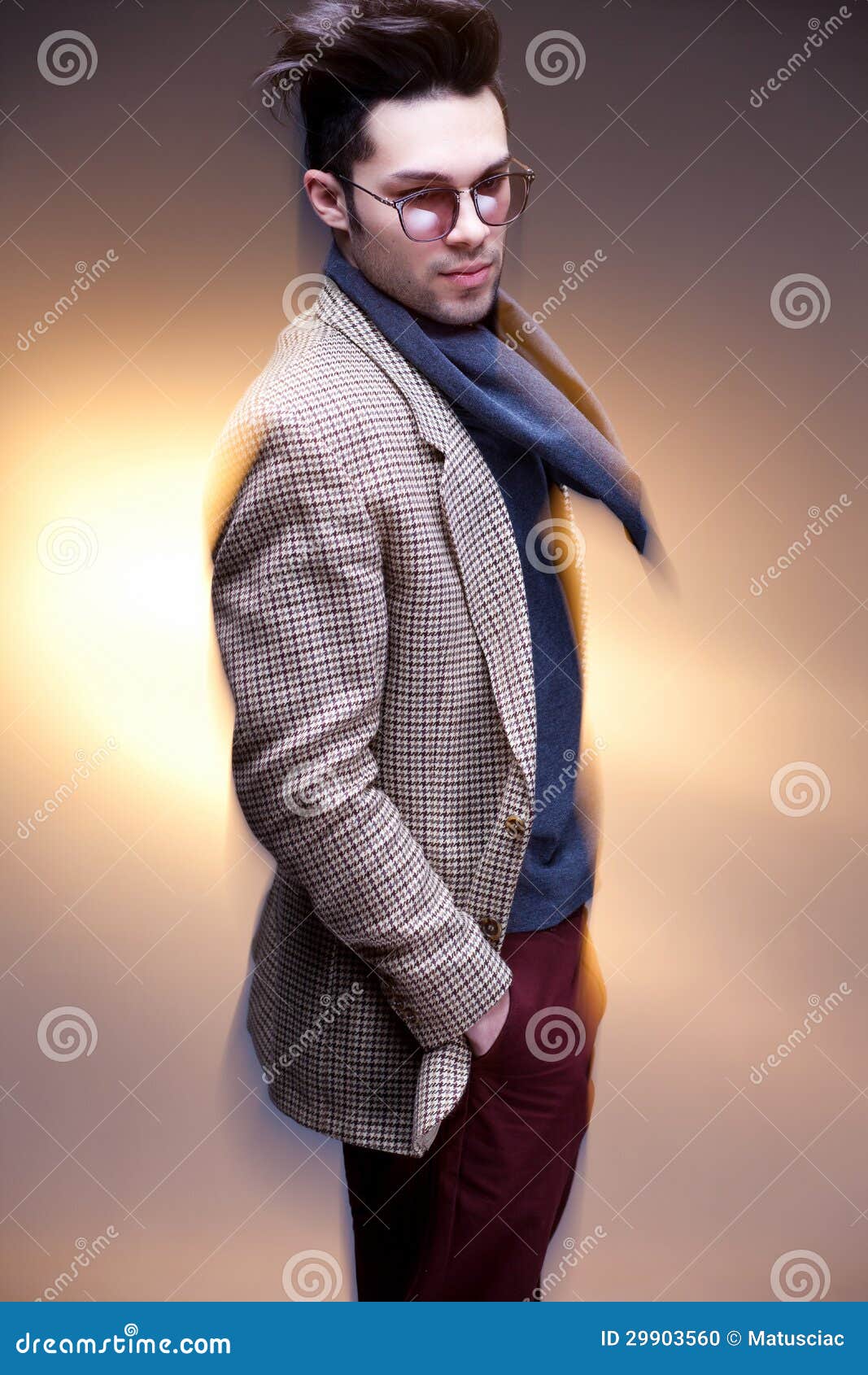 Fashion Man Model Dressed Casual Posing Dramatic Stock 