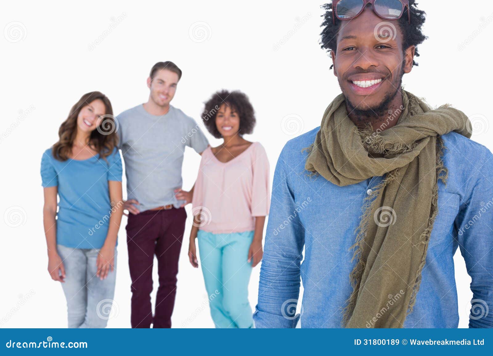 Fashion Man Standing In Front Of Others Young People Stock Image ...