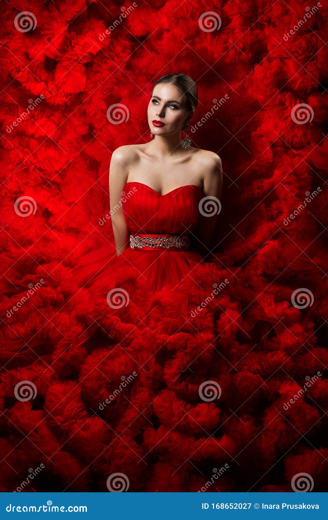 girl in red gown