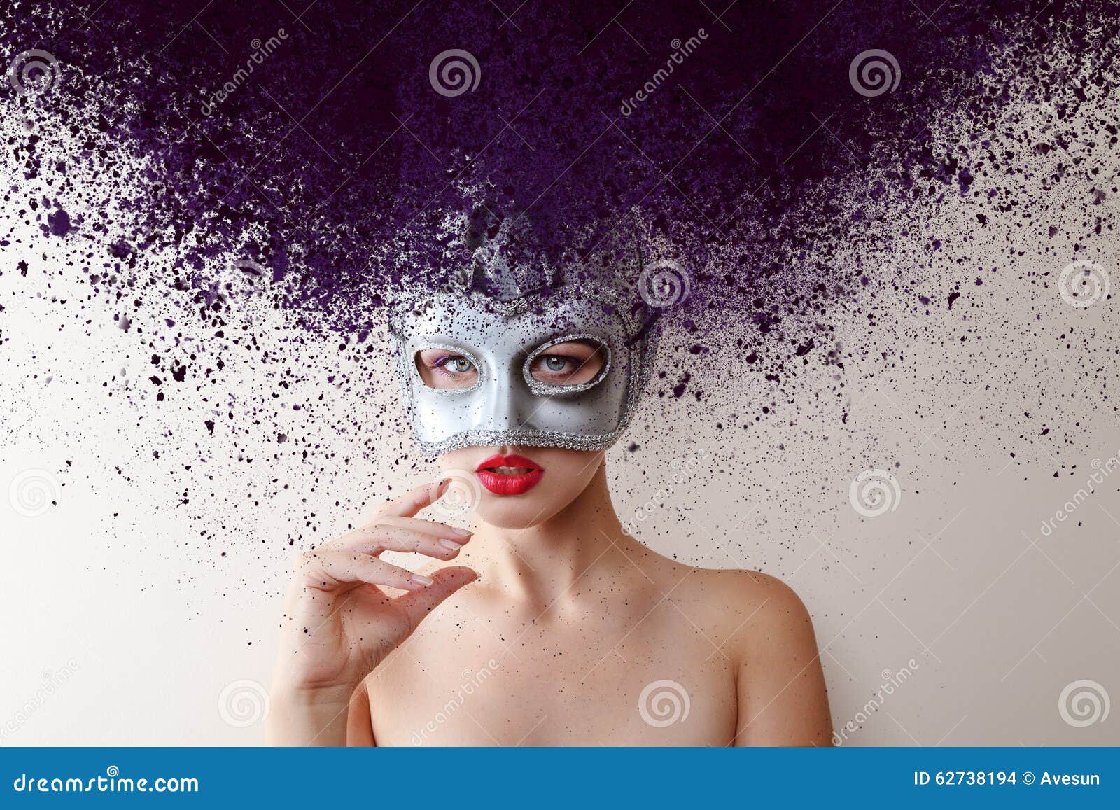 Fashion Model with Carnival Mask Stock Photo Image of cloud, design