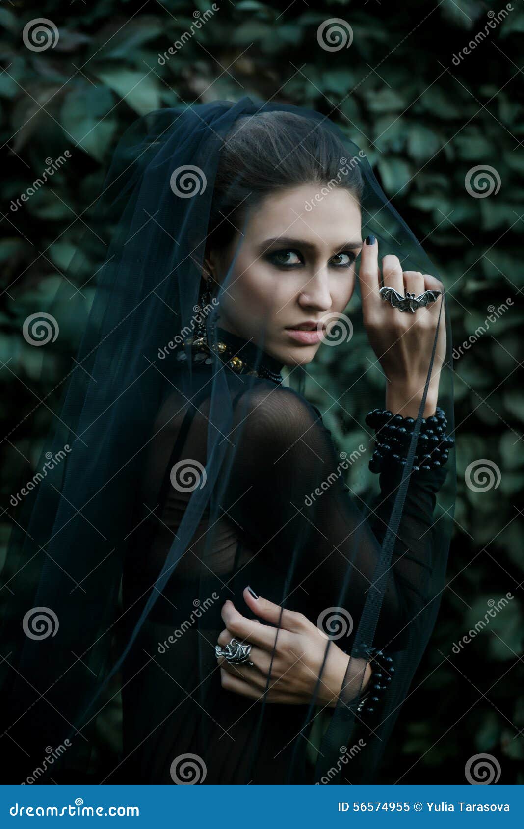fashion model dressed in gothic style. vamp.