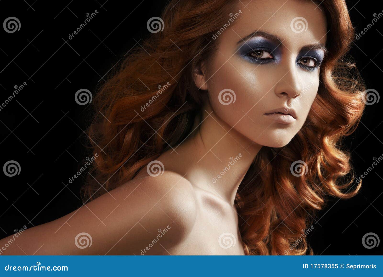 fashion model face. glamour make-up, shiny hair