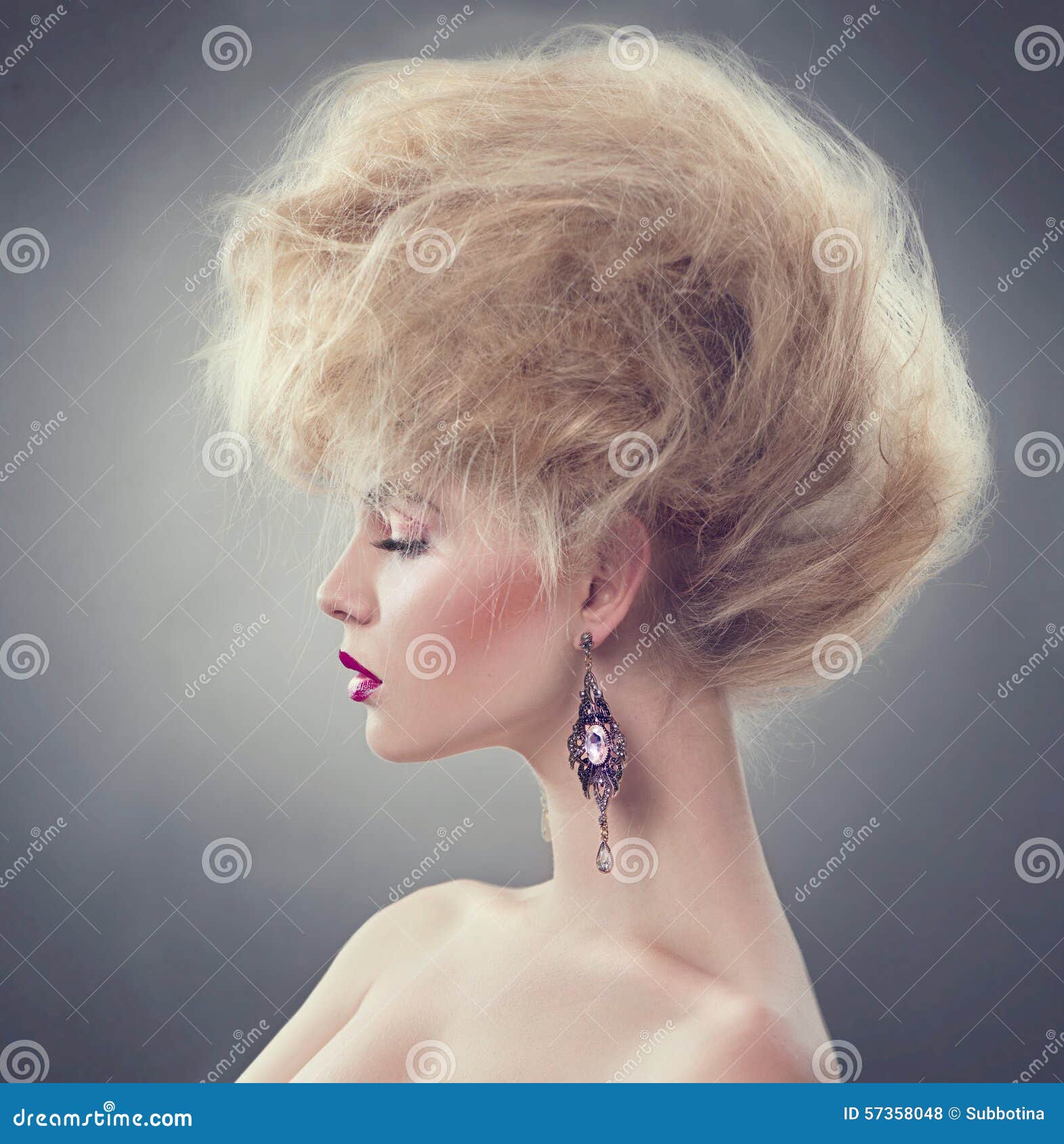 fashion model girl with updo hairstyle