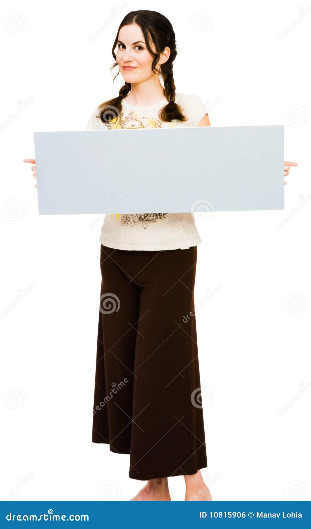 Fashion Model Holding Placard Stock Photo Image of braids, caucasian 10815906