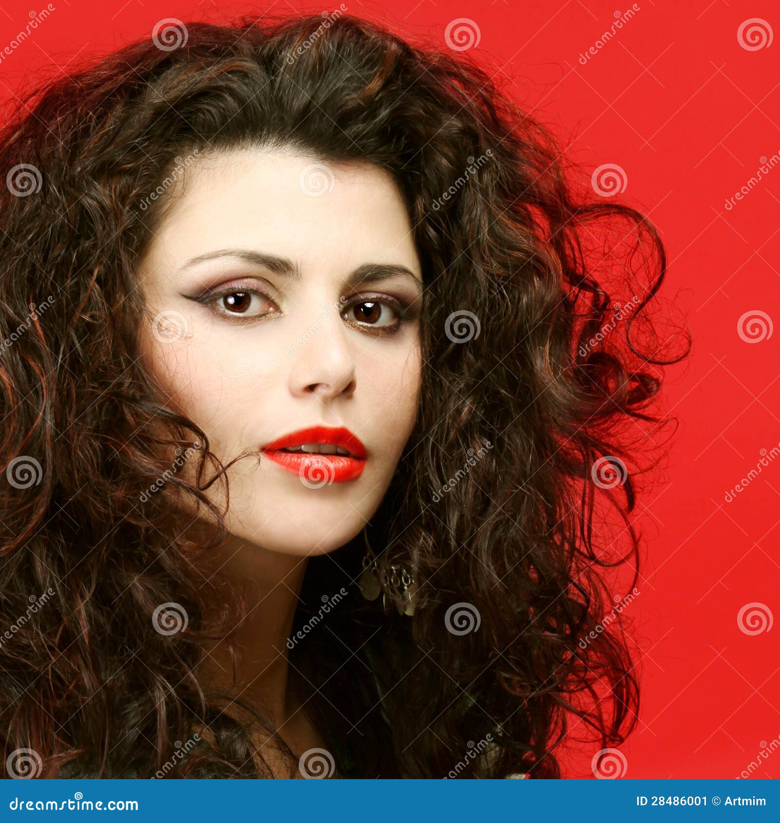 Fashion Model With Makeup And Curly Hair Stock Image