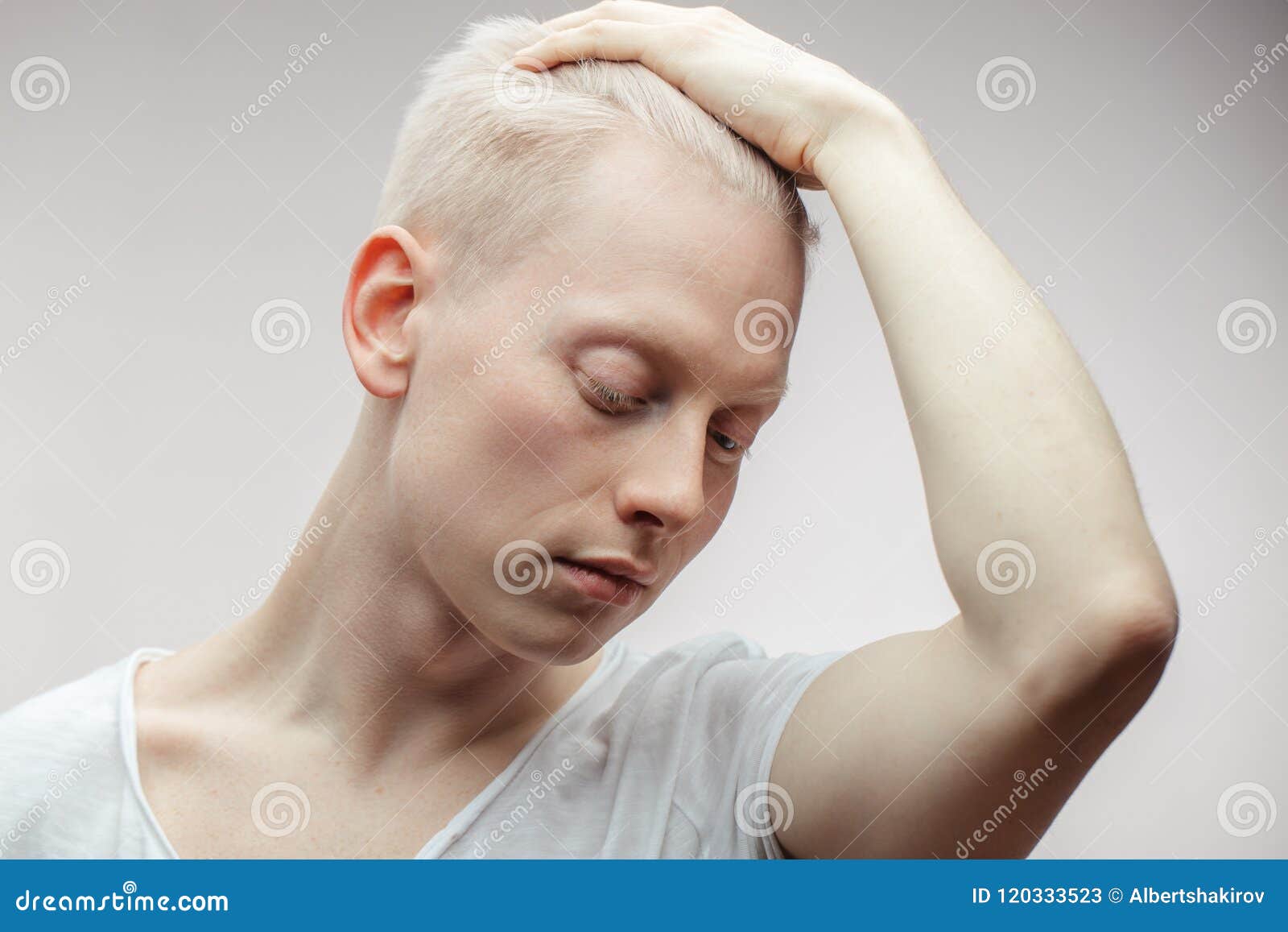 Fashion Model Male On White Handsome Albino Guy Closeup Stock Image Image Of Glamour Intelligent