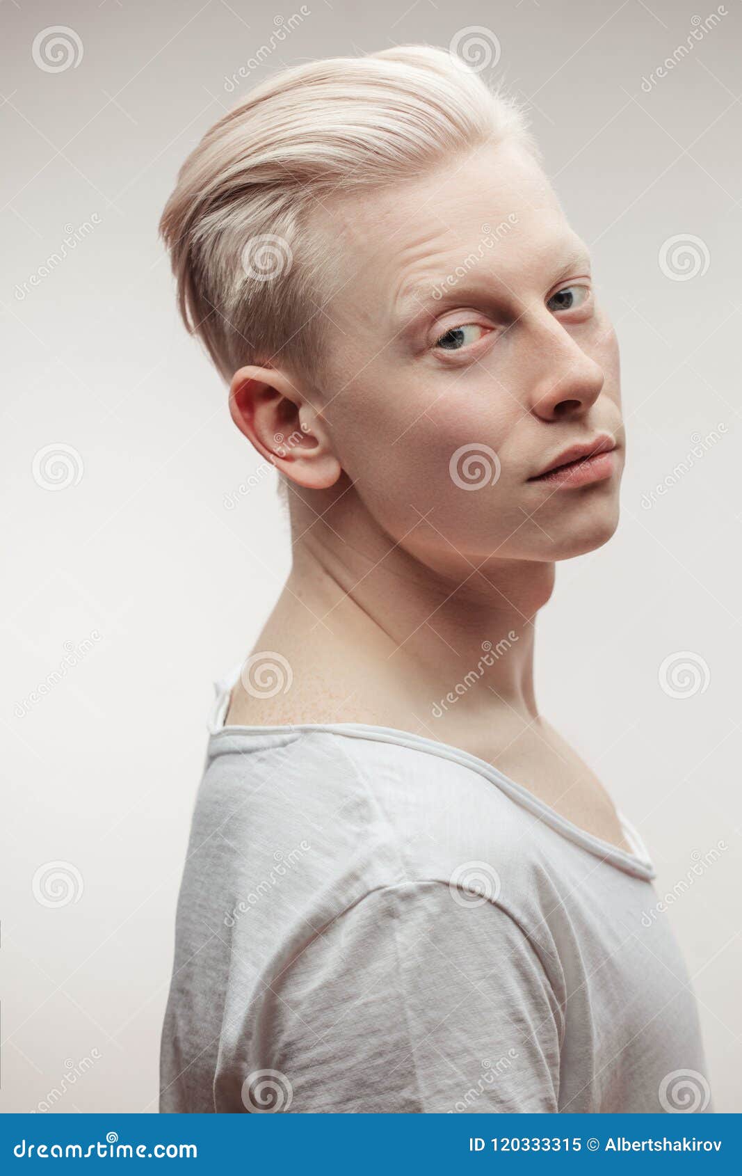 Fashion Model Male On White Handsome Albino Guy Closeup Stock Image Image Of Cheerful Horizontal