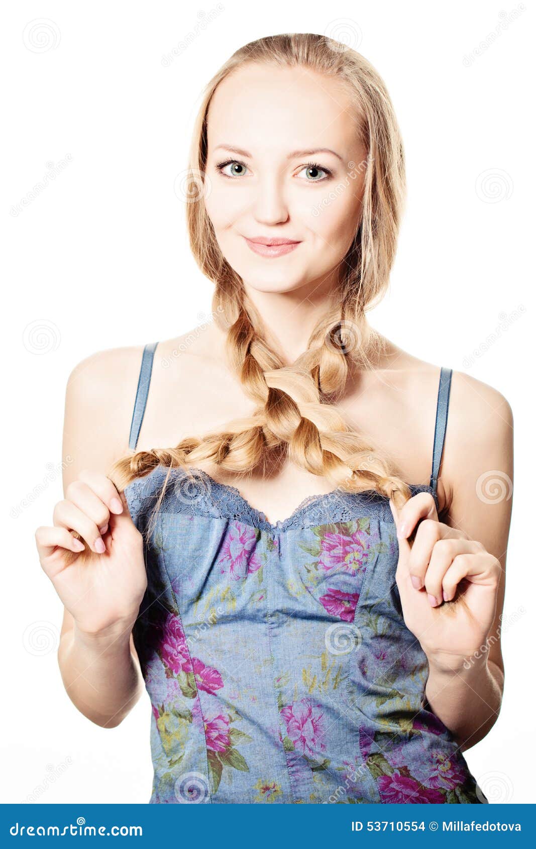  Hairstyle Braid On Curly Hair Tutorial Royalty-Free Stock Photography ...