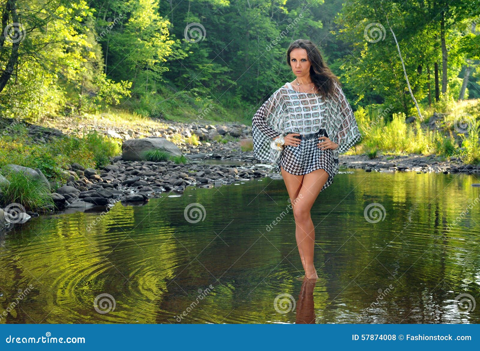 Fashion Model Posing Pretty at the Nature Stock Photo - Image of posing, 57874008