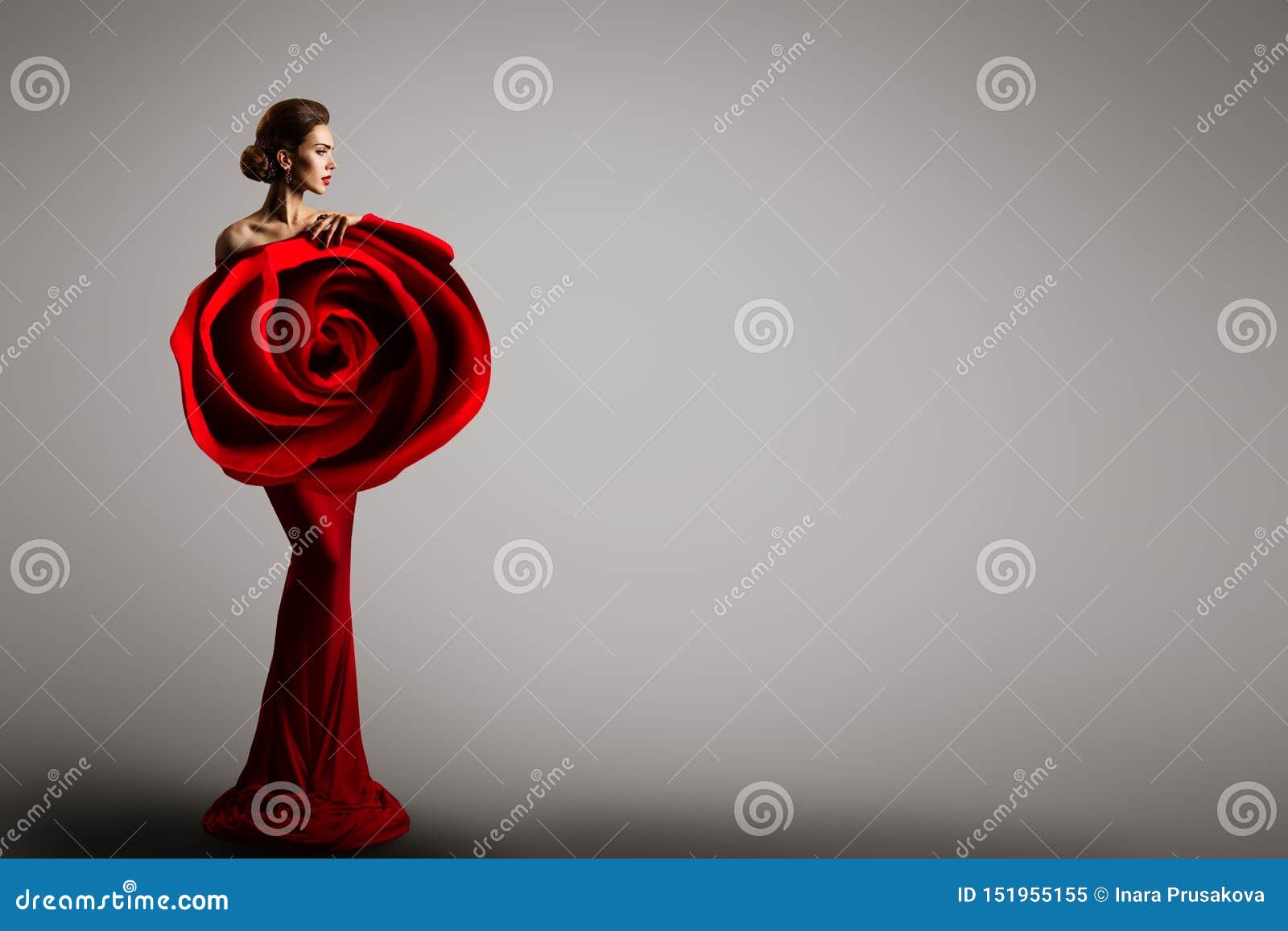 Fashion Model Rose Flower Dress ...