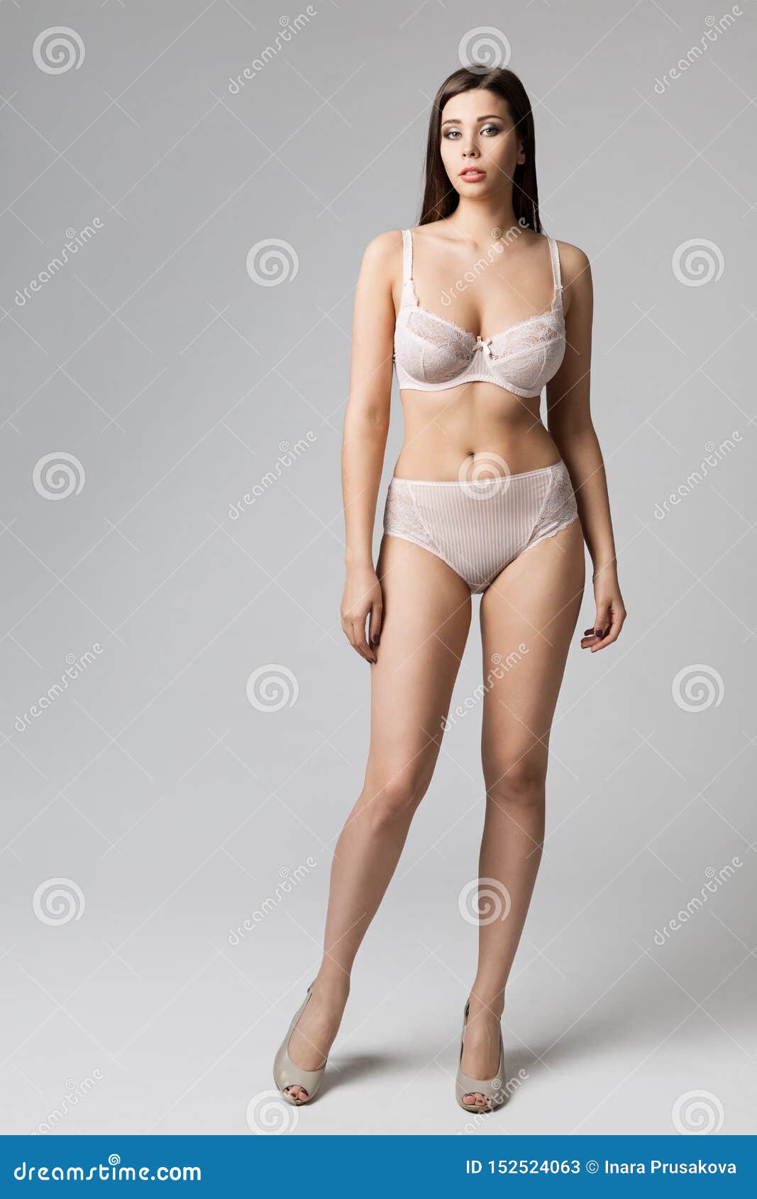 Fashion Model Underwear, Woman Bra Panties, Full Length Studio Portrait on  White Stock Image - Image of caucasian, body: 152524063