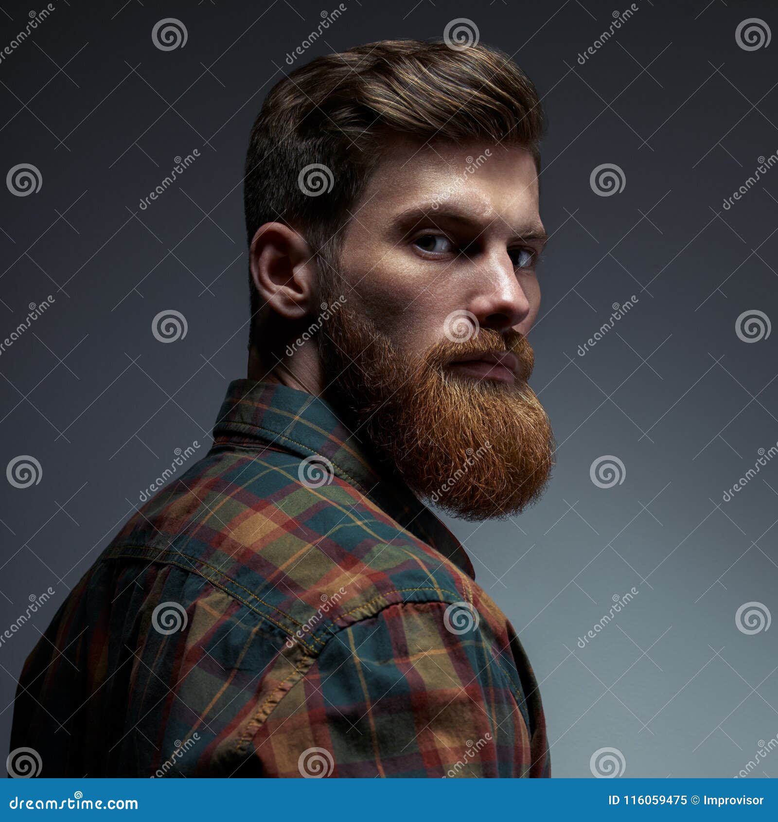 Portrait of a Man with Beard and Modern Hairstyle Stock Image - Image ...